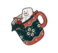 Broche Émaillée Bonhomme De Neige Noël Élan Conception Tasse Festive Bijoux En Alliage Pour Les Vacances D'hiver Accessoires Fête Alloy Pin