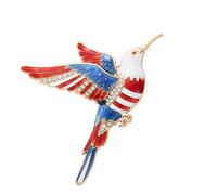 Broche émaillée colibri drapeau américain, épingle à thème pour manteau, écharpe, accessoires et collectionneurs, broche colibri américaine