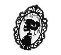 Broche émaillée de squelette Personnage Noir Horreur Accessoire Bijoux Thème Pour Costumes Fête Halloween Broche Alliage Avec Cadre Vintage, One Size, Comme décrit ci-dessus