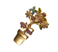 Broche Émaillée Élégante En Forme De Vase Floral Badge À Fermoir Sécurisé Pour Tenue Décontractée Ou Formelle Mode Élégante Corsage Floral Élégant Avec Nœud Papillon.