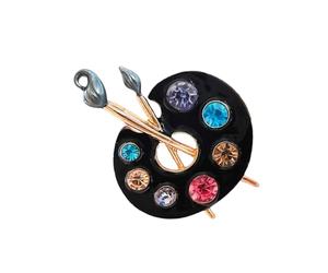 Broche émaillée en cristal scintillant dans un design de palette d'artiste lisse et coloré unisexe accessoire de mode en alliage de zinc bijoux émaillé broche d'art, One Size, Comme décrit