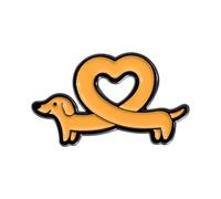 Broche émaillée en forme de teckel en forme de cœur - Pour sac à dos, vêtements, chapeaux, vestes