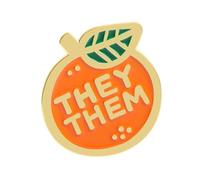Broche Émaillée Polyvalente Pour L'identité De Genre Avec Symboles De Fruits Oranges Et Dessins De Pronoms Broche En Alliage Pour Elle/elle