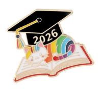 Broche émaillée sur le thème de l'année 2026 symbolisant les connaissances et le succès pour la cérémonie de remise des diplômes, One Size, Comme décrit
