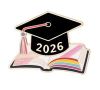 Broche émaillée sur le thème de l'année 2026 symbolisant les connaissances et le succès pour la cérémonie de remise des diplômes, One Size, Comme décrit