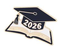 Broche émaillée sur le thème de l'année 2026 symbolisant les connaissances et le succès pour la cérémonie de remise des diplômes, One Size, Comme décrit