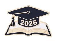 Broche émaillée sur le thème de l'année 2026 symbolisant les connaissances et le succès pour la cérémonie de remise des diplômes, One Size, Comme décrit