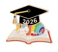 Broche émaillée sur le thème de l'année 2026 symbolisant les connaissances et le succès pour la cérémonie de remise des diplômes, One Size, Comme décrit