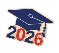Broche émaillée sur le thème de l'année 2026 symbolisant les connaissances et le succès pour la cérémonie de remise des diplômes, One Size, Comme décrit
