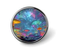 Broche émaillée « Univers psychédéliques de champignons » (1 pouce) - Idéale pour sacs à dos, chapeaux, etc. - Motif mignon et amusant