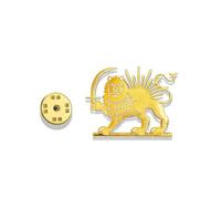 Broche en acier inoxydable avec lion et soleil en forme de lion d'Iran - Bijou perse ancien iranien
