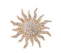 Broche en acrylique avec motif lune et soleil flamboyant, motif croissant de lune, cadeau amusant pour femme et adolescente (soleil en cristal)