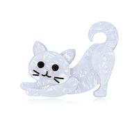 Broche en acrylique en forme de chat pour femme - Joli grand animal en plastique - Fait à la main - Pour vêtements, sacs, sacs à dos, chapeaux, vestes, cadeaux