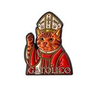 Broche en alliage avec motif chat catholique de dessin animé, accessoire quotidien