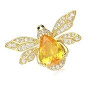 Broche en alliage avec strass scintillants en forme d'abeille - Bleu et jaune - Design ludique - Bijoux pour femme, taille unique, Comme décrit