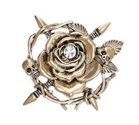 Broche en alliage avec tête de mort et rose - Plante unique pour ceux qui aiment les accessoires uniques et accrocheurs, taille unique, Comme décrit