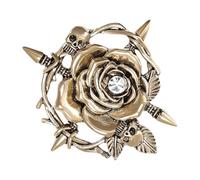 Broche en alliage avec tête de mort et rose - Plante unique pour ceux qui aiment les accessoires uniques et accrocheurs, taille unique, Comme décrit