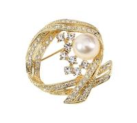 Broche en alliage de perles de cristal pour robes, chapeaux, sacs, fermoir à épingle sécurisé pour femme, cadeau pour femme, broche en strass et perles, taille unique, Comme décrit
