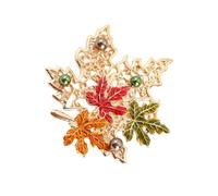 Broche en alliage d'érable robuste avec accents de cristaux - Détails artisanaux - Pour un usage formel et quotidien - Broche élégante en forme de feuille d'érable pour femme