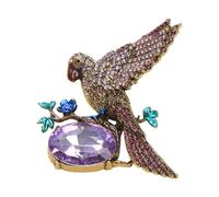 Broche en alliage en forme de cristal décoré rétro sur le thème des animaux - Épingle de corsage polyvalente pour vêtements - Cadeau vintage, One Size, Comme décrit