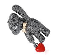 Broche en alliage en forme de cœur en forme d'ours élégante et légère - Accessoire élégant avec strass - Pour un usage quotidien - Broche en alliage, One Size, Comme décrit