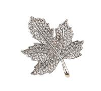 Broche en alliage en forme de feuille avec détails usés et accents de cristal antique pour une tenue décontractée ou formelle, broche rétro polyvalente en forme de feuille, taille unique, Comme décrit