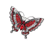 Broche en alliage en forme de papillon - Inspiration antique - Cristaux - Accent pour femme tendance - Accessoires de vêtements - Cadeaux - Broche papillon en strass, taille unique, Comme décrit