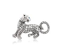 Broche en alliage en forme de tigre pour jupes, pulls, écharpes, revers, chapeaux, largeur 52 mm x hauteur 42 mm