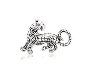 Broche en alliage en forme de tigre pour jupes, pulls, écharpes, revers, chapeaux, largeur 52 mm x hauteur 42 mm