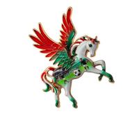Broche en alliage pour cadeau de football, cheval volant en cristal | Accessoire de revers à fermeture sécurisée pour chemises, écharpes et activités de plein air, détails en cristal de pierres