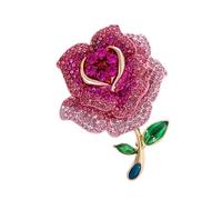 Broche en alliage robuste avec cristaux en forme de fleur - Fermoir sécurisé - Polyvalente - Pour les fêtes, taille unique, Comme décrit
