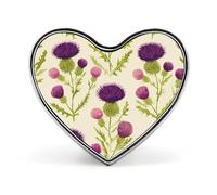 Broche en aluminium en forme de cœur, motif chardon, insigne écossais, pour sacs à dos et chapeaux.
