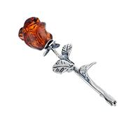 Broche en argent 925 oxydé, ambre rose sculpté à la main, petite broche en argent avec ambre rose cognac couleur 2g, Argent sterling, Ambre