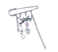 Broche en argent avec fermoir papillon en forme d'étoile et nœud papillon personnalisé avec pendentif en perles - Broche délicate - Fabriquée à la main - Accessoire d'épingle étoile, taille unique