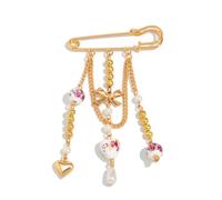 Broche en céramique en forme de cœur et nœud - Accessoire tendance pour veste, sac ou écharpe