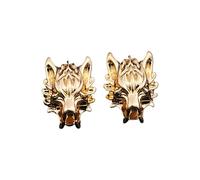 Broche en chaîne de loup pour homme, broche de costume, collier décoré tête de loup, accessoires de chemise, Gold, Métal