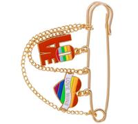 Broche en chaîne en forme de cœur arc-en-ciel, accessoire de bijoux à la mode pour femmes et filles, décoration de tenue, broche en chaîne d ' amour