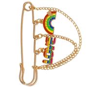 Broche en chaîne en forme de cœur arc-en-ciel, accessoire de bijoux à la mode pour femmes et filles, décoration de tenue, broche en chaîne d ' amour