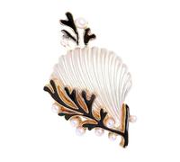 Broche en coquillage de corail combinant perles et techniques de vernis goutte à goutte finition émaillée accessoire élégant bijoux tendance, taille unique, Comme décrit
