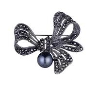 Broche en cristal de synthèse noire avec strass et perles pour femme, bijoux de mariage, robe, hijab