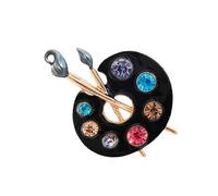 Broche en cristal émaillé scintillant dans un design de palette d'artiste lisse et coloré unisexe accessoire de mode en alliage de zinc bijoux unisexe, taille unique, Comme décrit