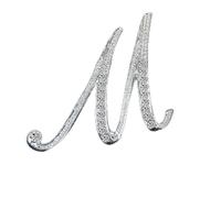 Broche en cristal strass avec lettre initiale pour femmes et hommes, couleur argent, Badge d'étiquette de l'alphabet anglais, bijoux unisexe, cadeau