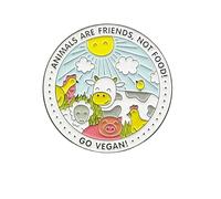 Broche en émail « Animals are Friends not Food » pour légumes et légumes - Joli badge pour sac à dos, métal, sans pierre précieuse