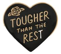 Broche en émail avec citations à thème, « Never Give Up » et « Live in the Present », Klein, Métal non précieux