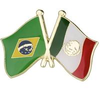 Broche en émail avec drapeau du Brésil, Mexique, drapeau national mexicain, amitié, amour, alliés, alliés, 2,5 cm, 1 Inch, Émail, émail