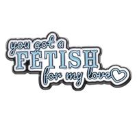 Broche en émail avec message : argent, puissance, gloire. Cœur, papillon, rose., Klein, Métal non précieux