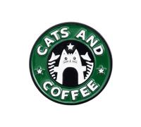 Broche en émail avec motif chat café pour sac, jean, chemise, sac, jolie broche à revers avec boucle en forme d'animal mignon, cadeau pour amis