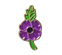 Broche en émail avec motif fleur de coquelicot violet 2025, Métal