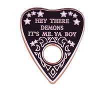 Broche en émail dur avec inscription « Hey There Demons It's Me Ya Boy » - Noir - Diable fantomatique - En émail - Pour garçon, homme, fille et femme