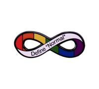 Broche en émail dur « Define Normal » pour autisme, insigne infini coloré, accessoires pour bijoux H8A2, symbole de l'infini, broches internationales pour autisme, infini, neurodiversité et bisexua